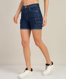 Nifty Women'S Denim Straight Fit Cargo Shorts (1462_Blu_34_Blue_34)