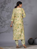 Anni Designer Women'S Rayon Blend Straight Printed Kurta With Pant (Nissu Green_M_Green_Medium),Green,M,Rayon Blend,Regular,Kurta