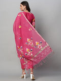Anni Designer Women'S Cotton Blend Straight Printed Kurta With Pant & Dupatta (Natkat Pink_M_Pink_Medium),Pink,M,Cotton Blend,Regular,
