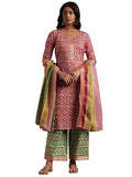 Libas Women'S Pure Cotton Printed Kurta Set (366170R Pink
