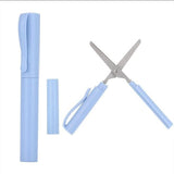 Portable Folding Scissors with Pen Case Compact Travel Safety Scissors for Office School & Home Use (1 Piece)