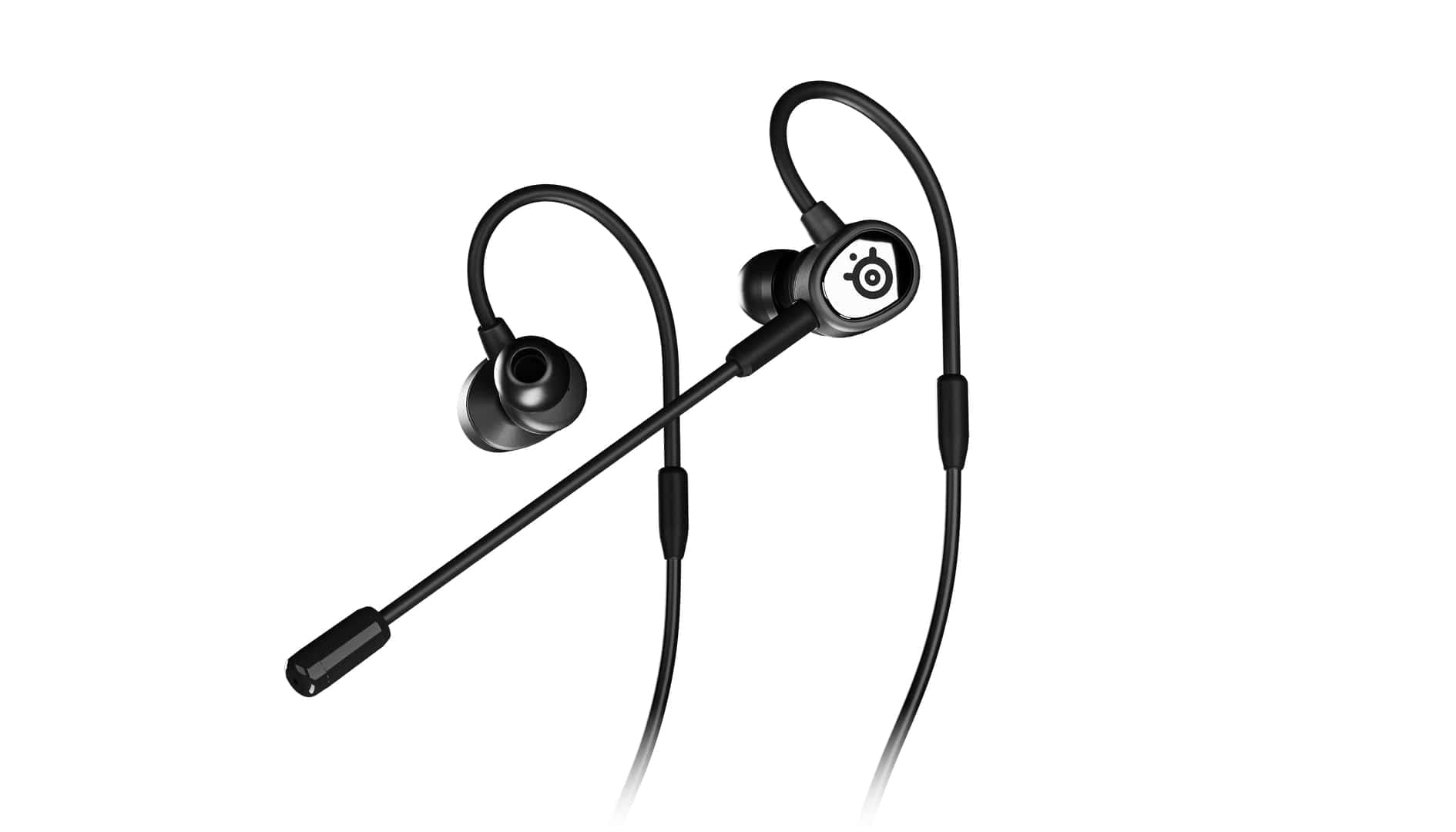 SteelSeries Tusq Gaming Earphones with Detachable Microphone Noise Cancelling for PC/PS/Switch/Smartphone,Ear-Hook,Black,3 Setti