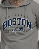 Adro Men'S Cotton Neck Hooded Sweatshirt (H24-Bost-Sg_Steel Grey,Steel GreyApparel,L