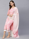 Anni Designer Women'S Cotton Blend Printed Straight Kurta With Pant & Dupatta Pack Of 2 (Combo-Prem Pink-April-Sky Blue_Xxl_Multi_Xx-Large),Multicolour,2XL,Cotton Blend,Regular,