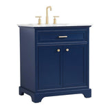 Elegant Decor Americana 30 Solid Wood And Metal Single Bathroom Vanity In Blue