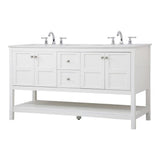 Elegant Decor Theo 60 Steel And Solid Wood Single Bathroom Vanity In White