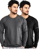 Eyebogler Mens Dry Fit Round Neck Full Sleeve Casual Tshirt Pack Of 2,Night Owl::BlackApparel,S