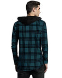 Eyebogler Men Checkered Hooded Neck Blue T-Shirt,BlueApparel,2XL