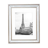 Isaac Jacobs 11X14 (8X10 Mat) Champagne Mirror Bead Picture Frame - Classic Mirrored Frame With Dotted Border Made For Wall Display Photo Gallery And Wall Art (11X14 (8X10 Mat) Champagne) -Like New