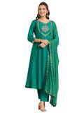 Libas Women'S Silk Blend Kurta Sets (Gs1047_Teal_Xxl)