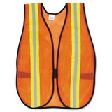 MCR Safety CRWV201R Orange Safety Vest 2 Reflective Strips Polyester Side Straps One Size, Bright Orange / Lime / Silver Reflec