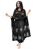Anni Designer Women'S Rayon Viscose Anarkali Printed Kurta With Pant & Dupatta (Gangori Black_S_Black_Small),Black,S