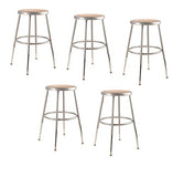 (5 Pack) National Public Seating 19'-27' Adjustable Height Heavy Duty Steel Stool, Grey, 6218H-Cn