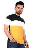 Lookmark Men'S Stylish Cotton Blend Printed Striped Polo Tshirt (Mt06-Xl) Yellow-Black