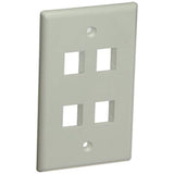 Monoprice 1-Gang Wall Plate for Keystone - 4-Port, 4.5x2.75x0.2, With Screws (White Coated Screw Head), White