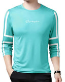 Eyebogler Mens Round Neck Full Sleeves Regular Fit Printed T-Shirt,Pastel GreenwhiteApparel,XL