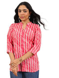 Libas Women'S Silk Blend Printed Straight Kurti (29640_Coral_L)