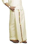 Prakasam Cotton Men'S Fine Quality Welcro Pocket Jari Cotton Double Dhoti (34)