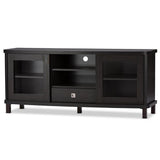 Wholesale Interiors Baxton Studio Walda 60-Inch Greyish Dark Brown Wood TV Cabinet with 2 Sliding Doors and 1 Drawer