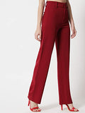 Kotty Women Regular Fit Multicolor Viscose Rayon Trousers,Berry Maroon::MidnigApparel,28