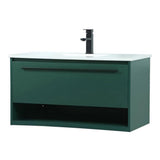 Elegant Decor Roman 36 Aluminum Alloy Mdf Single Bathroom Vanity In Green