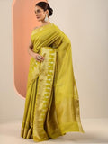 Libas Womens Woven Design Silk Blend Saree With Blouse Piece Green Onesize