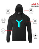 Adro Men'S Cotton Neck Hooded Sweatshirt (H22-M-Lnn-Bl_Black_L)