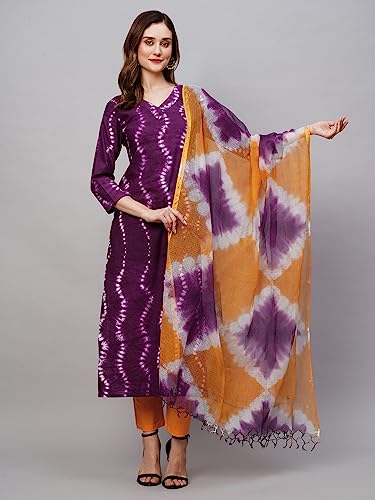 Anni Designer Women'S Cotton Blend Printed Straight Kurta With Pant & Dupatta Pack Of 2 (Combo-Mukhi Pink-April-Sky Blue_Xl_Multi_X-Large),Multicolour,XL,Cotton Blend,Regular,