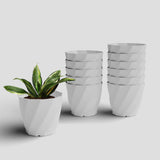 Yuccabe Italia Shera Swirl 6 Inch Plastic Flower Pot Set Of 12 Pices Round Planter Pot Plastic Gamle Suitable For Indoor And Out