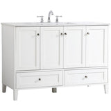 Elegant Decor Sommerville 48 Single Quartz Top Bathroom Vanity In White