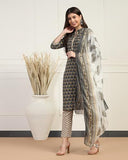 Toplot Women'S Printed Straight Kurta With Pant & Dupatta|Kurta Pant Set With Dupatta (Printed-Kurta-Pant-5198-Grey-M),Grey,,B0DCNZ51CV