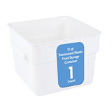 Restaurantware Food Storage Container 1 Pack of 12 qt Plastic Kitchen Storage Bin with Volume Markers Space-Efficient Design Dis