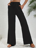 Toplot Trouser For Women || Casual Pants For Women || Loose Fit High-Waist Korean Pants || (Regular Fit | Polyester) (Women-Trouser-5229-Black-34),Black,34,B0DV5H1ZQM