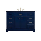 Elegant Decor Americana 48 Solid Wood And Metal Single Bathroom Vanity In Blue