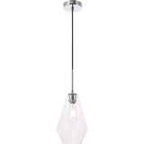 Living District Gene 1-Light Mid-Century Metal Pendant In Chrome And Clear