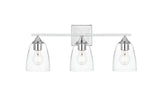 Living District Harris 3-Light Iron & Glass Bath Sconce In Chrome/Clear