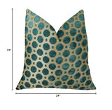 Plutus Brands Velvet Throw Pillow, 24 X 24, Turquoise/Taupe