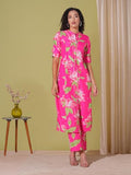 Gosriki Women'S Rayon Viscose Straight Printed Kurta With Pant (Ladat Pink-Vks04-Gs_L_Pink_Large),Pink,,B0F38HKPVQ