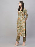 Anni Designer Women'S Cotton Blend Straight Printed Kurta With Pant (Seep Green-Nw_S_Green_Small),Green,S,Cotton Blend,Seep Green-NW_1476,