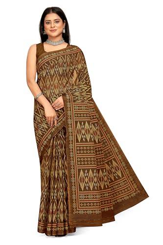 Tamaira Fashion Women's Plain Cotton Saree (11541_Coffee