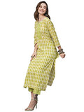 Anni Designer Women'S Cotton Blend Staright Printed Kurta With Pant (Karika Green-Nw_Xxl_Green_Xx-Large),Green,2XL
