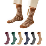Unisex Cotton Crew Socks For Men & Women | Soft & Breathable Checkered Crew Socks | Stretchable MidCalf Casual Dress Socks | Co