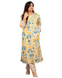 Gosriki Women'S Rayon Viscose A-Line Printed Kurta With Pant (Mandal Yellow-Gs_M_Yellow_Medium),Yellow,,B0DVPLHVFW