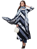 Anni Designer Women'S Cotton Blend Straight Printed Kurta With Pant & Dupatta (Sana Blue_S_Blue_Small),Blue,S
