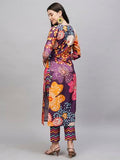 Anni Designer Women'S Cotton Blend Straight Printed Kurta With Pant (Wahida Purple_S_Purple_Small),Purple,S,Cotton Blend,Wahida_1428,Kurta