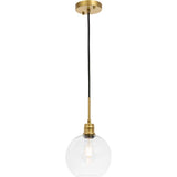 Living District Indoor Modern Home Decorative Bright Ceiling Emett 1 Light Brass And Clear Glass Pendant
