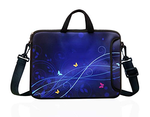 14-Inch Neoprene Laptop Shoulder Messenger Bag Case Sleeve for 13 13.3 14 14.1 Inch Notebook/Chromebook (Blue)