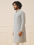 Jompers Men Grey Chikankari Embroidered Kurtas (Grey, M) Grey M Inkko_626