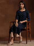Libas Women'S Cotton Ethnic Motifs Straight Kurta (29182O Blue Blue M