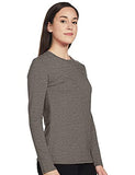 Enamor Essentials E057 Slim Fit Cotton Long Sleeve Crew Neck Tee For Women-(E057_Mediumgrey Melange_L)